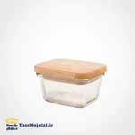 ظرف شیشه ای 180 میلی لیتر در چوبی لیمون